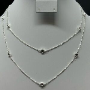 Vintage Joan Rivers Classic Collection Silver Tone Station Crystal Necklace